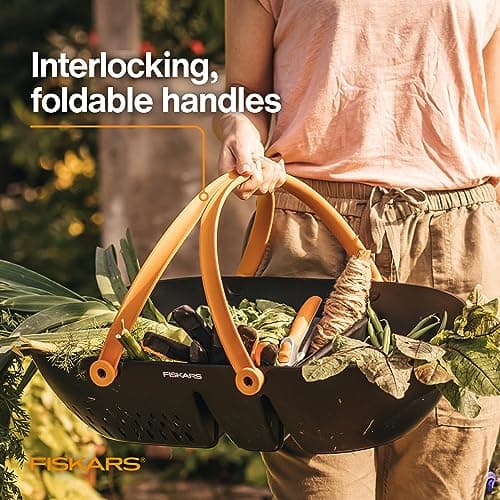Harvesting Basket Doubles as a Colander to Collect, Transport and Clean Vegetables and Fruits, Garden Accessories Fiskars Garden Harvest Basket with Tool Caddy, Container for Gardening B08Q8N7PBN