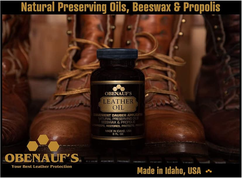 Obenauf's Leather Oil - Leather Conditioner (8oz) - Restore and Protect Leather Boots, Jackets, Purses as Well as Car Leather, Leather Furniture and Much More - Made in The USA (with Applicator)