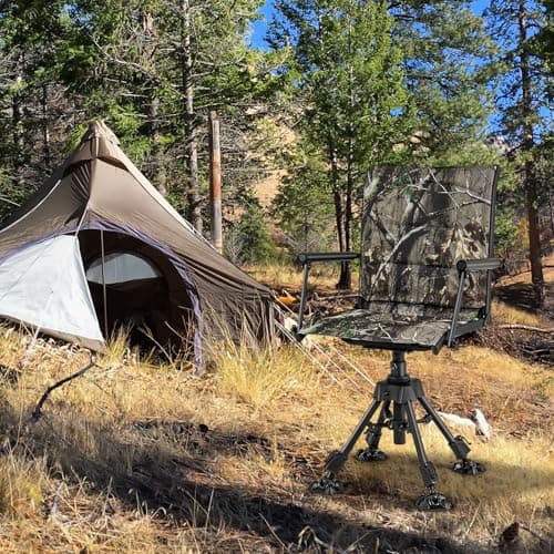 Tangkula Hunting Chair, 360 Degree Silent Swivel Blind Chair with 4 Adjustable Legs, Foot Pads & Armrests, Portable Folding Hunting Chairs for Blinds, Fishing, Camping