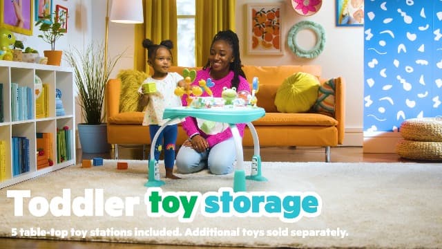 Bright Starts Bounce Bounce Baby 2-in-1 Activity Center Jumper & Table - Playful Pond (Green), 6 Months+