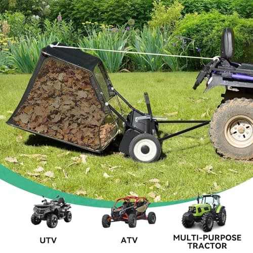 KARHDIR 52 in Tow Behind Lawn Sweeper, 26 cu.ft. Large Yard Sweeper, Adjustable Sweeping Height, Heavy Duty Leaf & Grass Collector with Dumping Rope, Pull Behind Sweepers for Debris Grass Clippings