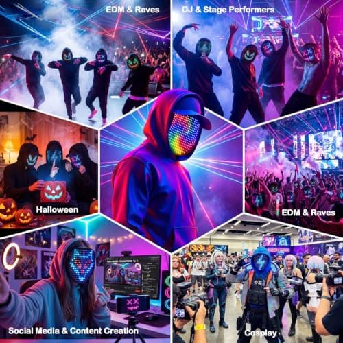 Gift for Halloween Digital Mask Birthday Christmas Rave Party,Cool Toy for Kids Adults,50 Changing Face Patterns,Rechargeable MEGOO Led Light up Mask with Gesture Sensing, Halloween Gifts for Teen Boys B09Y9DT9W7