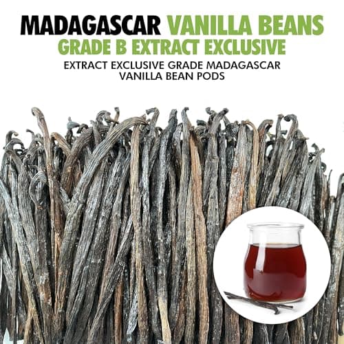 55 Organic Madagascar Vanilla Extract Exclusive Grade B Beans| 4" - 5" by FITNCLEAN VANILLA| Certified USDA Organic. Bulk Dry Whole Bourbon NON-GMO Pods B0DBZBR2MW