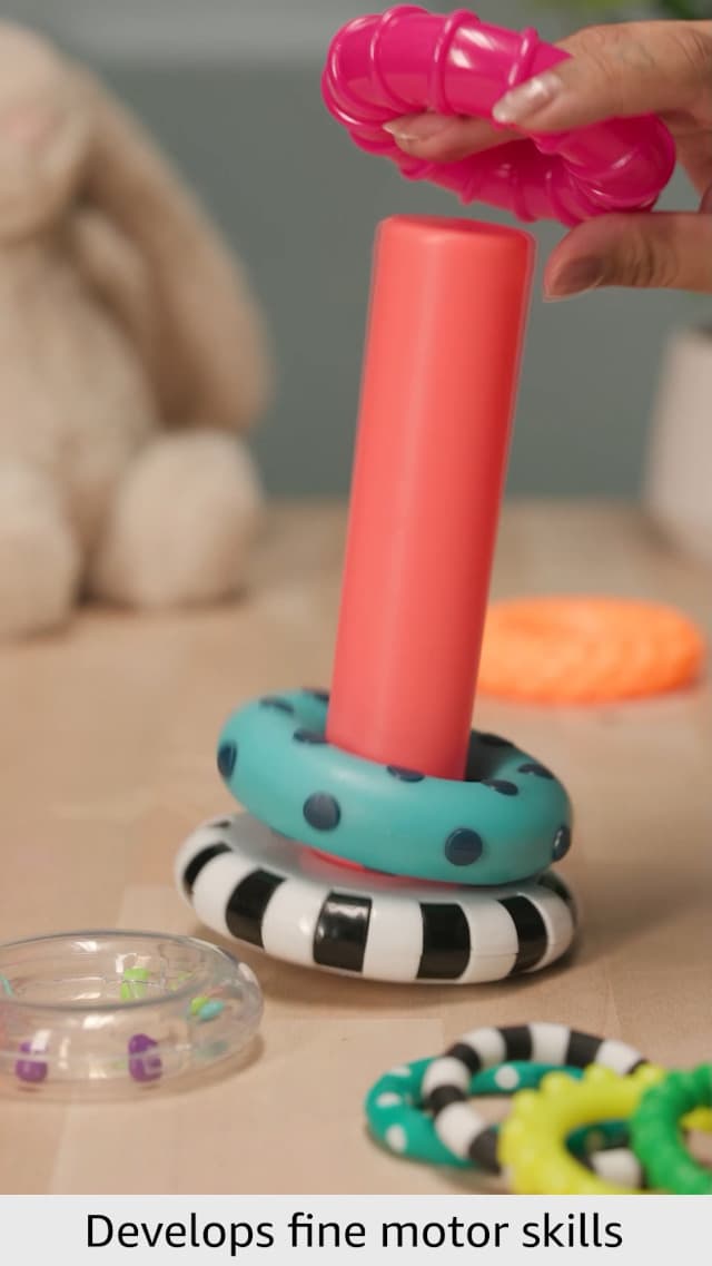 Sassy Stacks of Circles Stacking Ring STEM Learning Toy, Age 6+ Months, Multi, 9 Piece Set