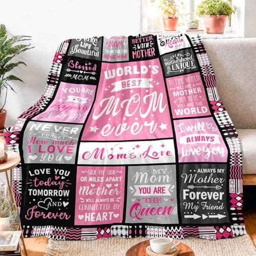 Soft Cozy Keepsake for Christmas, Valentine's Day, Mother's Day and More Mom Birthday Gifts from Daughter, Best Mom Ever Blanket 50"x60" B0DDSJTY5V