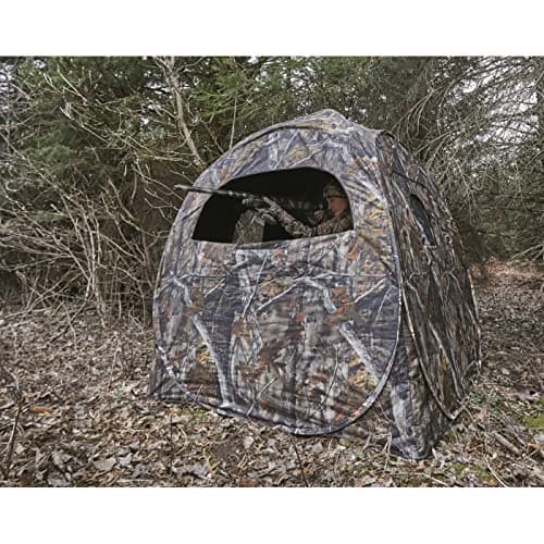 HuntRite Deluxe 4-Panel Spring Steel Hunting Blind; 2 Person Ground Tent for Deer and Turkey Season