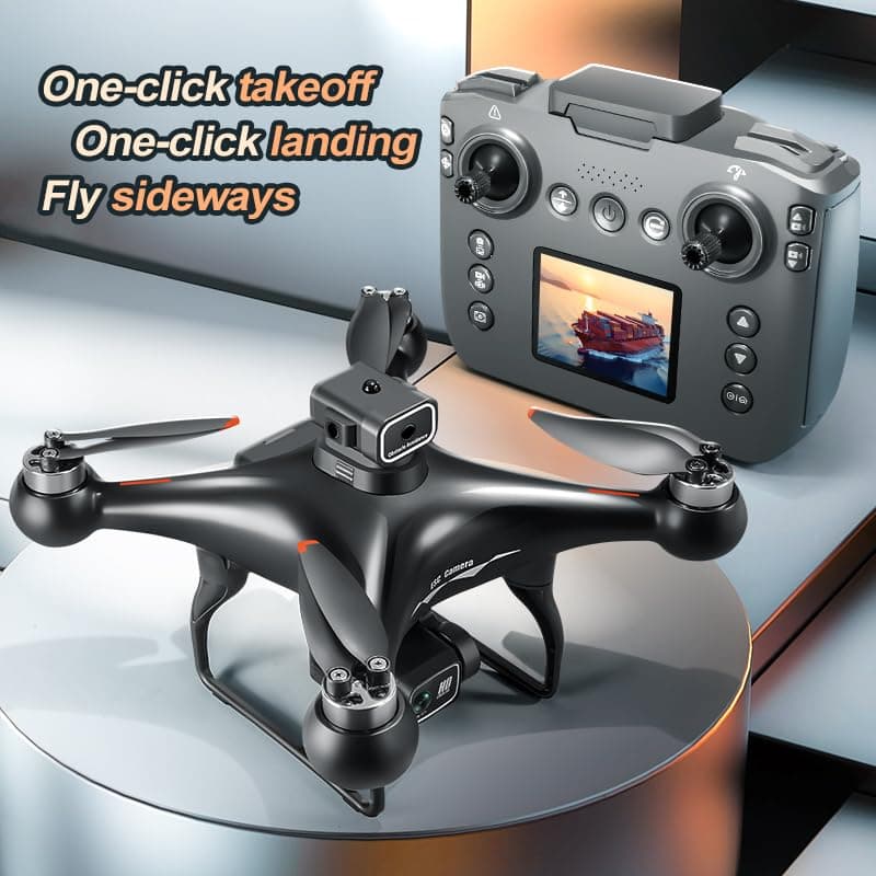 RC Hobby Drone with Screen Display Remote Control, 1080P Dual Camera, Speed Adjustment, Altitude Hold, One-Key Takeoff, 3D Flips, 2 Batteries, Hovering, Brushless Motor, APP Control, Plane Copter, LED Lights, Adult Beginners FPV Quadcopter Airplane Helicopter, Drone Kids For Age 8-12 (Black)