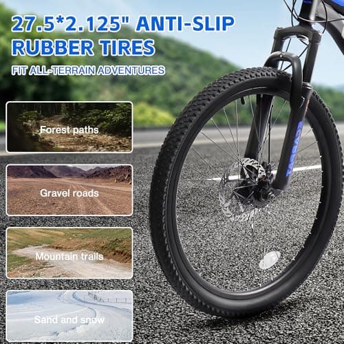 24/26/27.5 Inch Wheel Mountain Bike, 21 Speed MTB Bike with Full Suspension, Steel Frame and Dual Disc Brakes, Adult Mens Outdoor Cycling Mountain Bicycle
