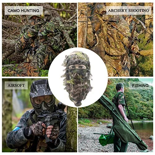 EAmber Ghillie Camouflage Leafy Hat 3D Full Face Mask Headwear Turkey Camo Hunter Hunting Accessories