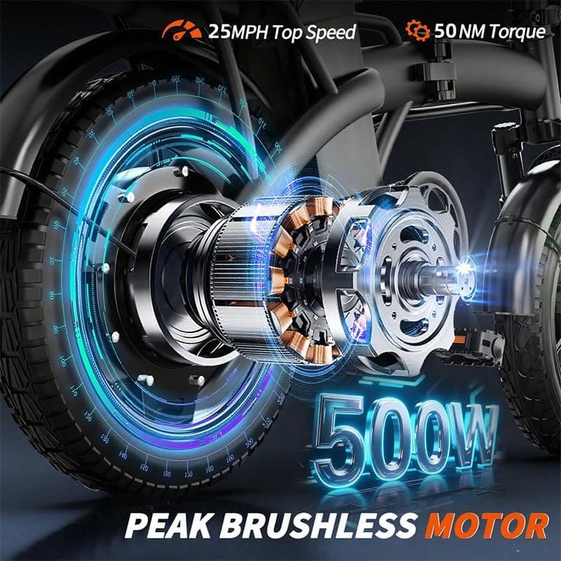 Folding Electric Bike for Adults, 500W Motor 25MPH & 35Miles Long Range, 14” Mini E-Bike with Removable 48V 576Wh Battery, UL Certified Electric Bicycle for Commuting & Teens