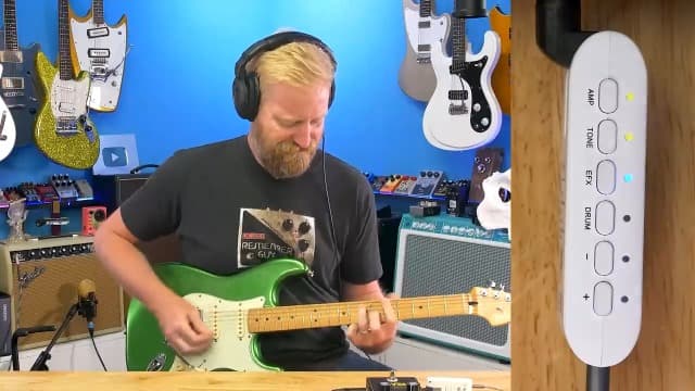 FLAMMA Guitar Headphone Amp Portable with 28 Drum Grooves 14 Built-in Effects 14 Amplifier Models 5 Tone Colors Support Bluetooth USB Audio Recording and Playback OTG Function Home Practice