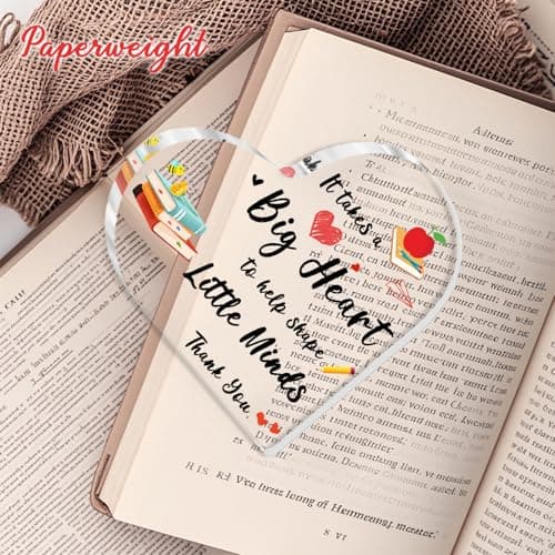 Teacher Valentine Gift, Valentines Day Gifts for Teachers - Acrylic Heart Shape Teachers Plaque 4×4 in, Teacher Retirement Gifts for Women Men, End of Year Thank You Teacher Keepsake