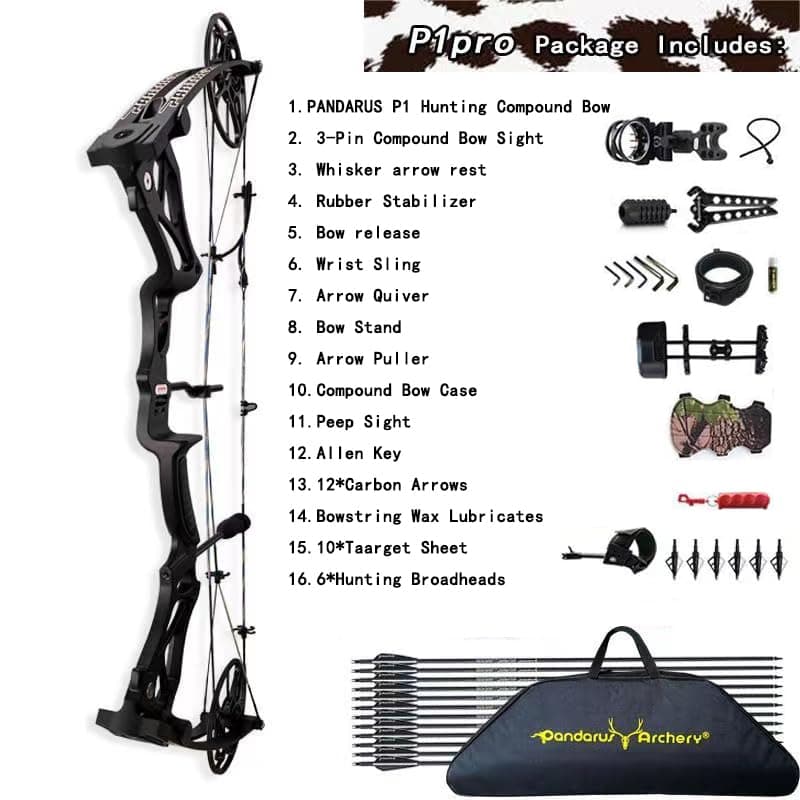 Compound Bow Package for Adults and Teens, 0-70 Lbs Draw Weight,23.5"-31" Draw Length,Limbs Made in USA,Lightweight Design,Archery Hunting Bow Set, Fully Adjustable,2024 New