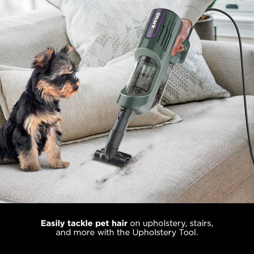 Shark Detect Ultralight Corded Stick Vacuum with Direction Detect and Self-Cleaning Brushroll, Powerful Hair Pickup, Ultra-Lightweight, Crevice & Upholstery Tool Included, Evergreen, HZ752