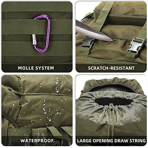 King'sGuard 70L Camping Hiking Backpack for Men Women Large Military Tactical Backpack Molle Rucksack Backpack for Outdoor