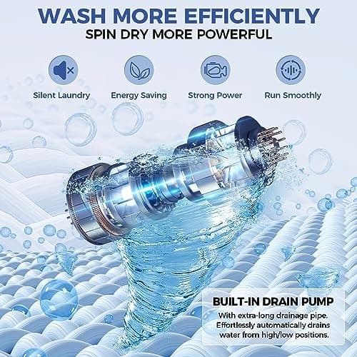 20Lbs Portable Washing Machine Nictemaw Portable Washer, 2.8 Cu.ft Washer and Dryer Combo with Drain Pump, 10 Programs 8 Water Level Compact Laundry Washer for Home, Apartment, RV, Dorms