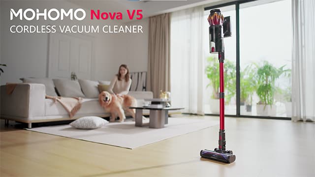 Cordless Vacuum Cleaner, 650W 55KPa 70Mins Vacuum Cleaners for Home, Self-Standing Stick Vacuum with Anti-Tangle Brush & OLED Touch Screen, Vacuum Cleaner for Hardwood Floors,Carpet,Pet Hair,Car (Red)