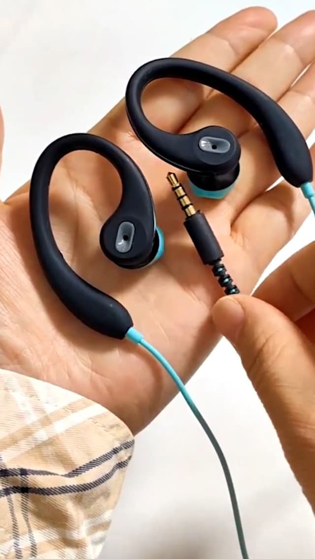 Upgrade Wired Sports Earbuds with Ear Hooks, Running Headphones Secure Fit Wrap Around Ear, Sweatproof In-Ear Earphones with Microphone, 3.5mm Jack for Smartphone Laptop Tablet MP3 Workout Jogging Gym