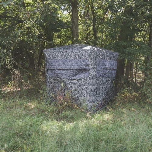 Hawk Reveal Hunting Archery Durable 73" Height Water Resistant Camo Concealing 3 Person Ground Blind with See-Through Mesh Window Panels