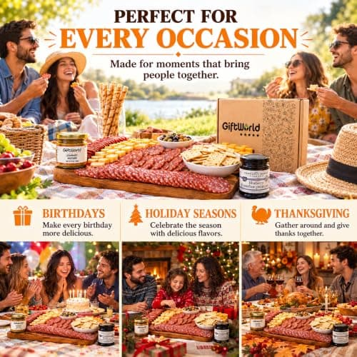 Deluxe Meat and Cheese Gift Basket – Gourmet Charcuterie Assortment Charcuterie Food Items, Meat Cheese Assortment, Food Gifts for Men, Tailgating, Business, Congratulations, Care Packages, Thanksgiving and Christmas Gifts - 11-item Bundle