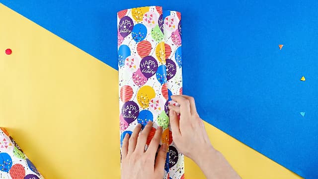 WRAPAHOLIC Reversible Birthday Wrapping Paper - Mini Roll - 17 Inch X 33 Feet - Colorful Balloon with Confetti Design for Birthday, Holiday, Party, Baby Shower B0BJ6V38SZ