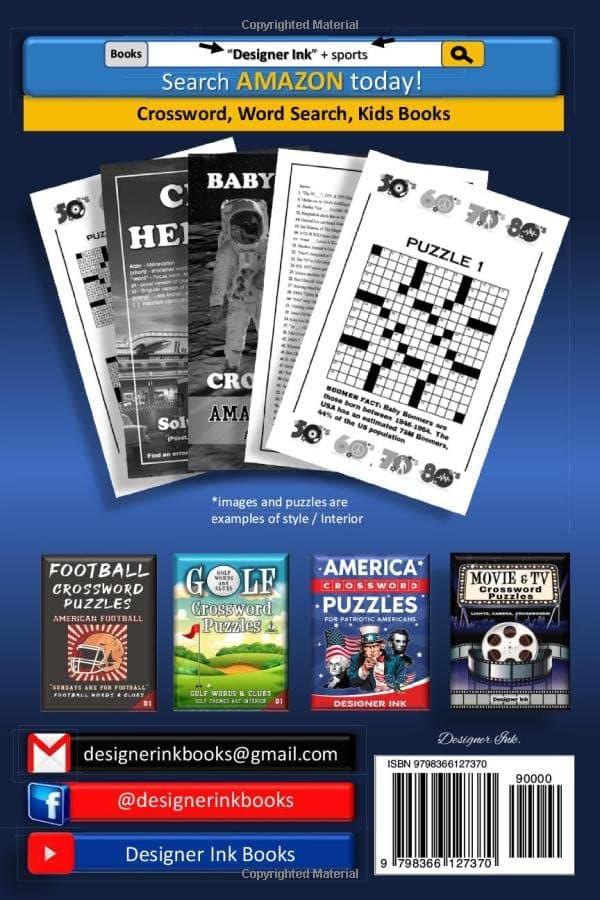 Baby Boomer Crossword Puzzles: 1950s, 1960s, 1970s, 1980s - Music, TV, Movies, Sports and People B0BNKFJQ76