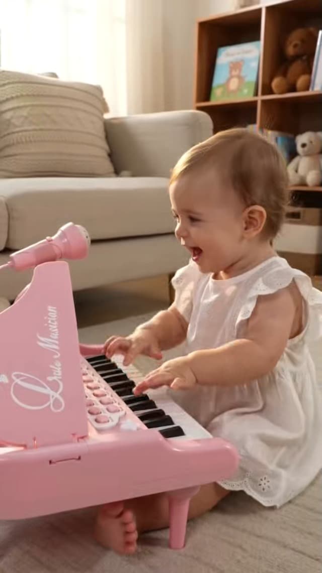 Kids Piano with 22 songs, 8 Percussion Sounds, LED lights, 4 Instrument Modes and Connect to MP3, Phone & Tablet Love&Mini Piano Toys for Girls, 24-Key with Mic, Record & Playback, Ages 3+ B08RB4H9ZN