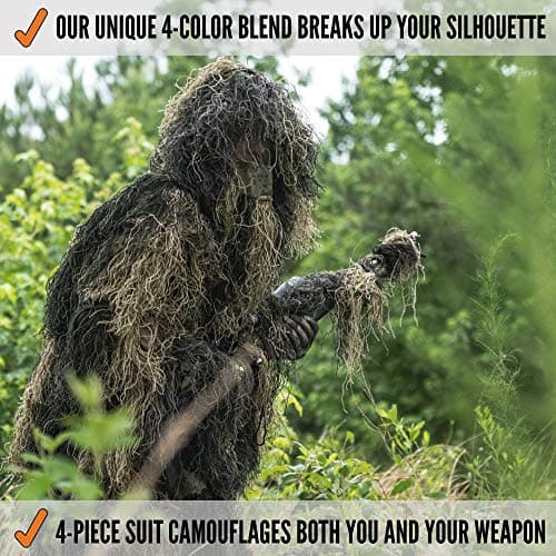 Arcturus Warrior Ghillie Suit - Camouflage Hunting Suit for Men, Military, Hunters, Snipers & Airsoft