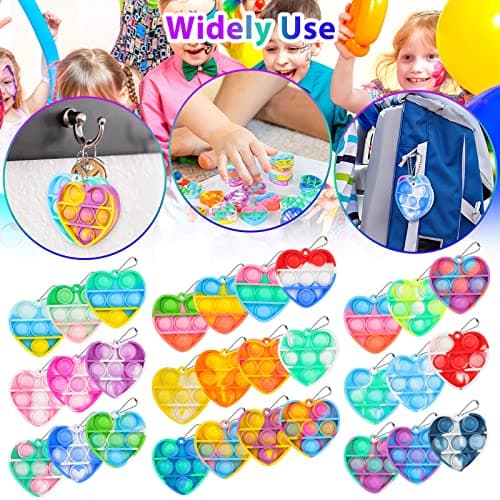 Valentines Day Gifts for Kids Classroom Prizes Student Mini Pop Keychain It Small Fidgets Birthday Goodie Bag Stuffers Filler Heart Pop Fidget Toys Bulk Its Valentine Party Favors for Kids 30 Pack B0BJNQMM9T
