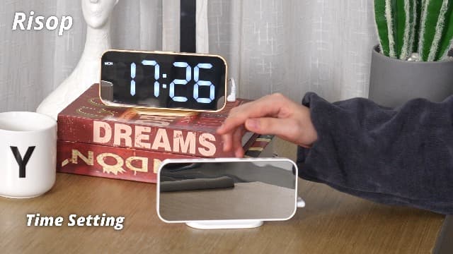 Alarm Clocks for Bedrooms, Slim LED Mirror Digital Alarm Clock, Large Display with Diming Mode, Dual Alarms & USB Ports, 4 Levels Brightness, Desk Clock for Office Home Bedroom Living Room Decor