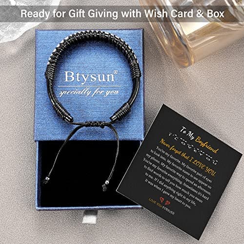 Inspirational Gifts for Men Morse Code Bracelets Mens Bracelets Graduation Gifts for Him Fathers Day Adjustable Leather Bracelet Motivational Birthday Annivesary Jewelry Stocking Stuffers for Men
