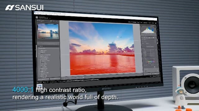 SANSUI Computer Monitor 24 inch Eye Care 1080P Display HDMI,VGA Ports with 178° Viewing Angle/Frame-Less/Tilt/VESA Compatible for Office and Home