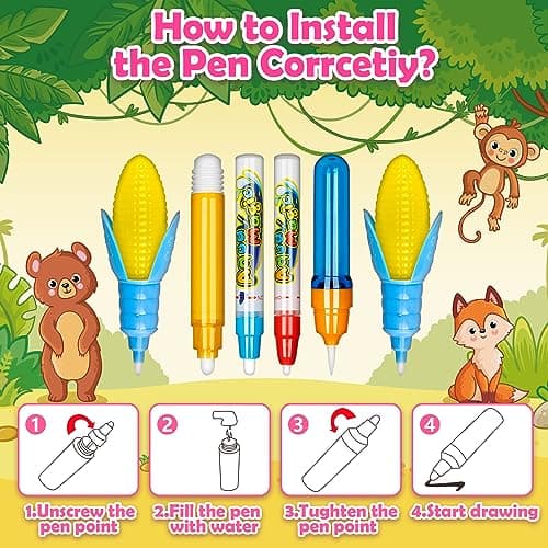 Reusale Princess Color Mat, Mess-Free Coloring, Educational Doodle Toy, Kids Birthday Gifts for Age 3 4 5 6 7 8 Year Old Water Doodle Mat, Kids Drawing Toys for 3 4 5 Year Old Boys Girls Gifts B08B8TQJ3Q