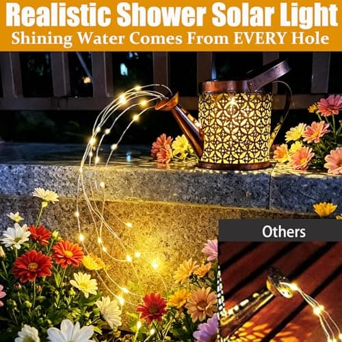 Unique Birthday Gardening Gifts for Women,Metal Solar Lanterns Outdoor Waterproof,Yard Art Cascading Lights,Patio Lawn decor Merrytech Solar Watering Can Light,Garden Decor Gifts for Mom Grandma Large B099FKMHQN
