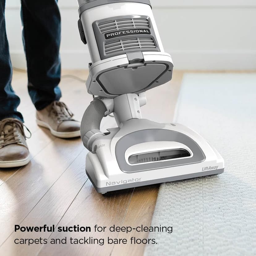 Shark | Upright Vacuum Cleaner | Navigator Lift-Away | Swivel Steering | HEPA Filter | Vacuum for Pet Hair | Crevice Tool & Dusting Brush Included | For Carpets & Hard Floors | White/Silver | NV356E