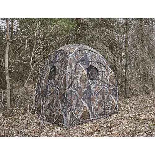 HuntRite Deluxe 4-Panel Spring Steel Hunting Blind; 2 Person Ground Tent for Deer and Turkey Season