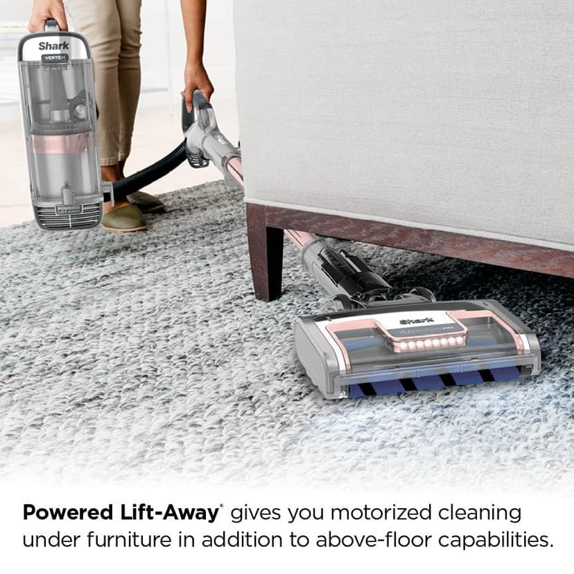Shark AZ2002 Vertex Powered Lift-Away Upright Vacuum with DuoClean PowerFins, Self-Cleaning Brushroll, Large Dust Cup, Pet Crevice Tool, Dusting Brush & Power Brush, Silver/Rose Gold