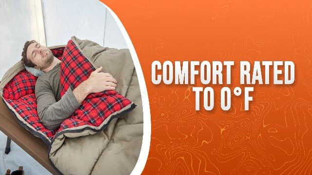 Guide Gear Canvas Hunter Sleeping Bag 0-Degree Fleece Lined Hooded for Adults Warm Winter Cold Weather Lightweight Portable for Camping, Backpacking, Hiking, Outdoors
