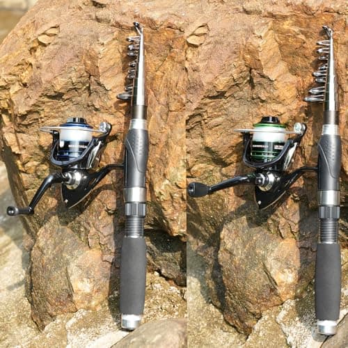 Fishing Pole Combo,2PCS 6.89ft Carbon Fiber Fishing Rods,Spinning Reels 170Pcs Worm Lure Kit Texas-Rigs-for-Bass Carrier Bag for Travel Freshwater