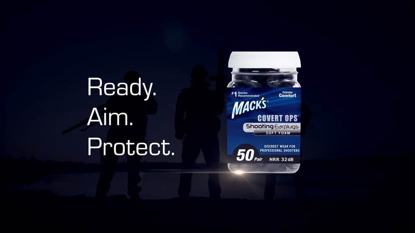 Mack's Covert Ops Soft Foam Shooting Ear Plugs, 50 Pair - 32 dB High NRR, 37dB SNR - Comfortable Earplugs for Hunting, Tactical, Target, Skeet and Trap Shooting