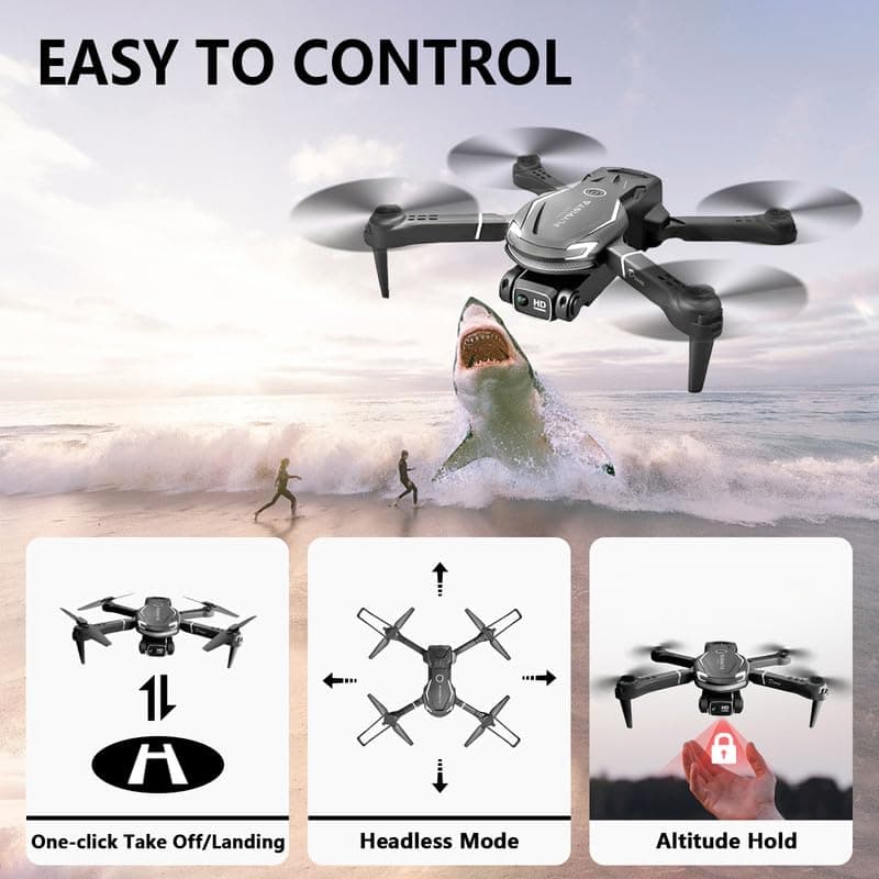 FLYVISTA Cool Mini Drone with Camera for Kids Adults Beginners, 1080P FPV Camera Remote Control Drone for Kids with 2 Batteries, One-Click Take Off/Landing, Altitude Hold, Headless Mode, 360° Flips, 3-Gear Speeds , Emergency Stop, Toys Gifts for Adults Beginner and Kids