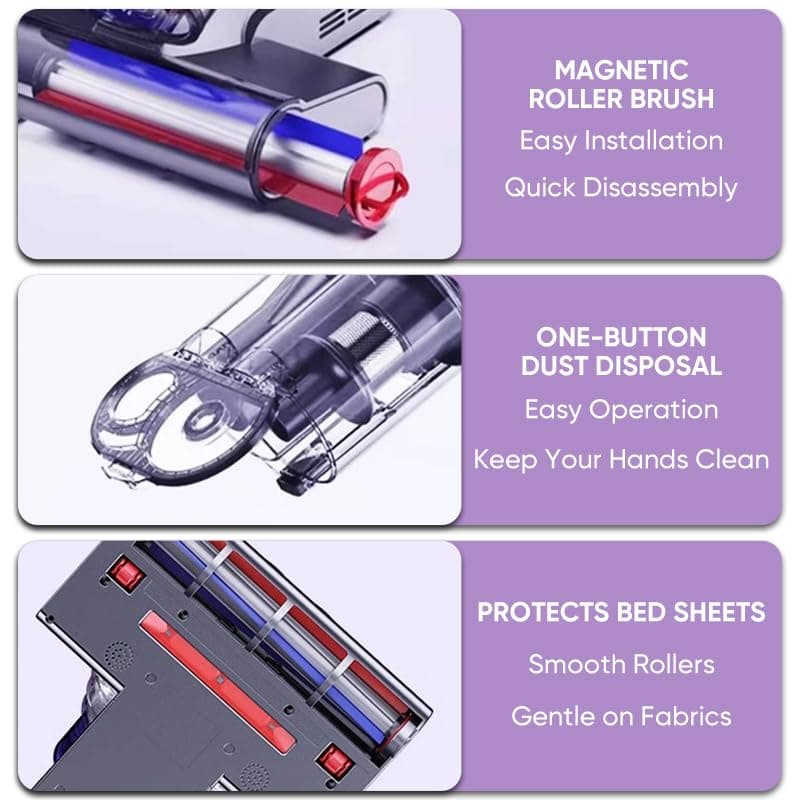 Saker Powerful UV Bed Vacuum Cleaner: Mattress Vacuum Cleaner with Hot Air| 14kPa Suction Power with HEPA Filtration - High-Frequency Tapping & Smart Dust Sensor for Bed,Couch,Fabric Cleaning