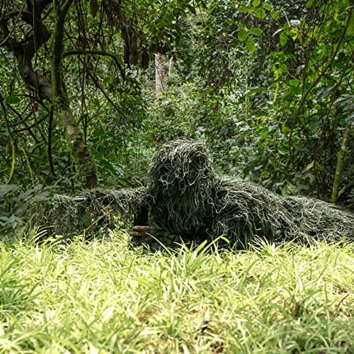 MOPHOTO 5 in 1 Ghillie Suit 3D Camouflage Hunting Suits - Jacket, Pants, Hood, Carry Bag for Adults & Youth, M/L/XL/XXL