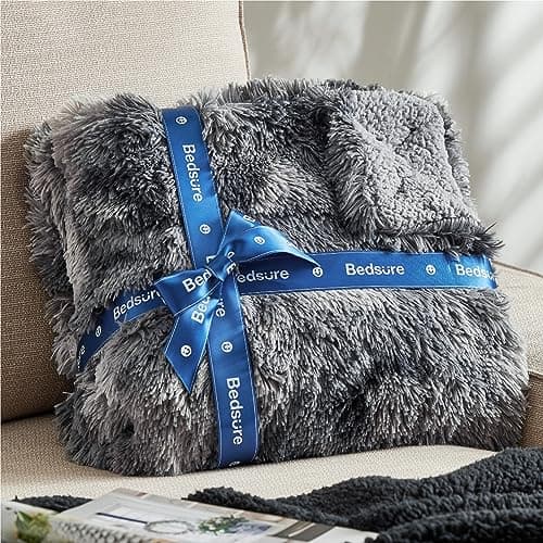 Bedsure GentleSoft Fluffy Fuzzy Faux Fur Throw Blanket for Couch, Soft Sherpa Fleece Cozy Gifts for Women, Plush Bed Blanket Christmas Room Decor for Men, Thick Warm Minky Teen Gifts Winter Bedding