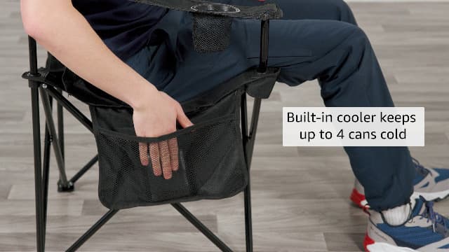 Coleman Portable Camping Chair with 4-Can Cooler, Cushioned Seat & Back with Side Pockets & Cup Holder, Carry Bag Included, Great for Camping, Tailgating, Firepits, Patio, & More