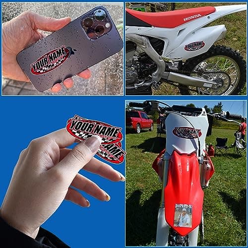 Custom Racing Name Sticker – Personalized Oval Vinyl Decal with Checkered Flag, Car Racing Style Waterproof Label for Helmet, Car, Bike, Laptop, Toolbox, Garage Gift for Men, Racing Fans
