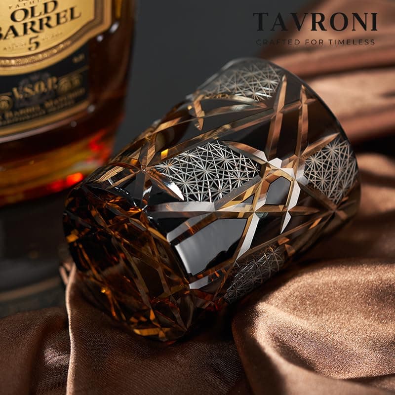 Old Fashioned Edo Kiriko Whiskey Glass Set of 2 – 9 oz Handmade Japanese Cut Crystal Tumblers for Bourbon, Scotch, Cocktail, Liquor – Premium Gift Boxed Drinkware for Men, Dad, Husband