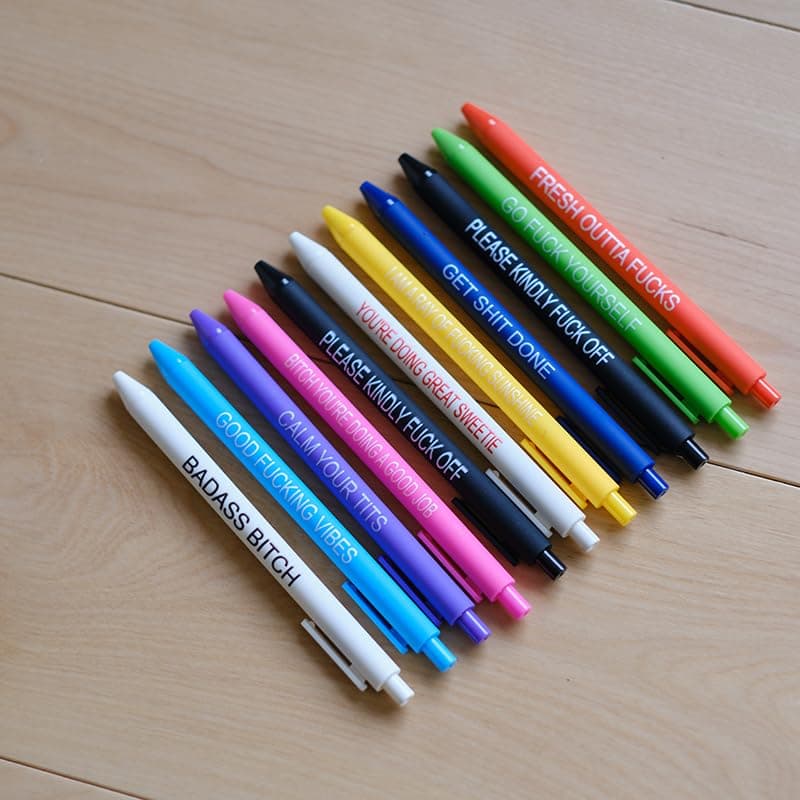 11Pcs Funny Adult Ballpoint Pen Set, Premium Days of The Week Swear Cuss Word Pens for Office Gifts, Novelty Pens for Corworkers