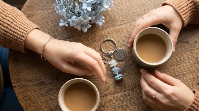 Made With 3 Types Of Genuine Stone Beads And Stainless Steel Ring, Lightweight 2.43 Inch Keychain, Includes Sentimental Card 2.43 Inch Crystal Keychain Gifts For Women, Friend, Coworker, Daughter, Mom B0H5WQWGNL