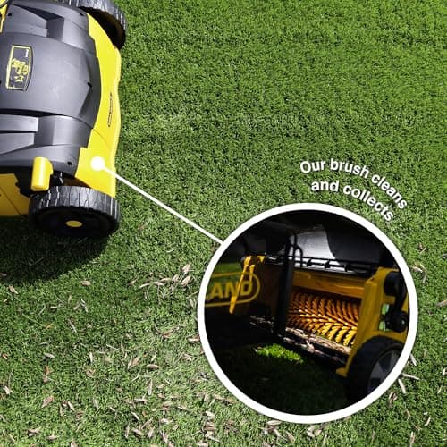 Artificial Turf Sweeper by Roll & Comb, Corded Electric Lawn Rake for Artificial Grass, Cool Gardening Gift, 25 Liter Leaf Collector, Model 302e, 19.8lb.